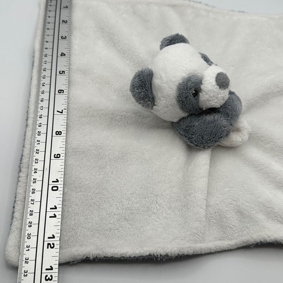 Carter's Panda Bear Security Blanket Kids Unisex White Grey Plush Lovey 13x13 - Picture 7 of 8